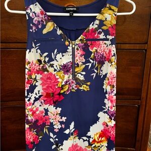 Express Floral Sleeveless Top - Blue and Pink
